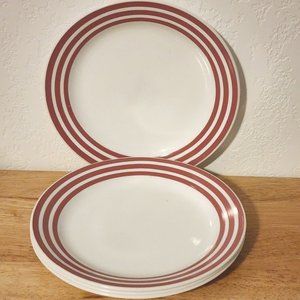 Set of 4 Corelle Rose Rainbow Bread Dessert Salad Plates 7" thick red stripes